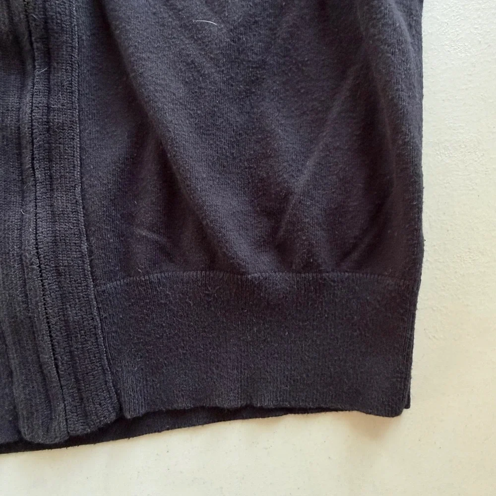 Banana Republic Men's M Black Cotton Silk Blend Full Zip Mock Neck Sweater  Y2K